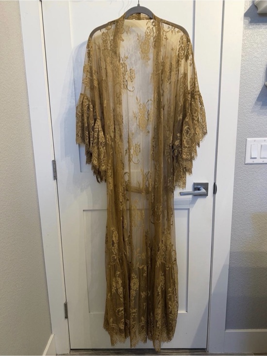 We The Free Other - We The Free - Sheer Lace Duster in Antique Gold Tone